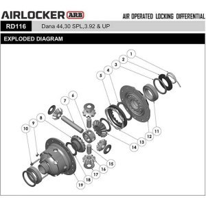 Rear air locker Dana 44 transmission 3.92 ARB
