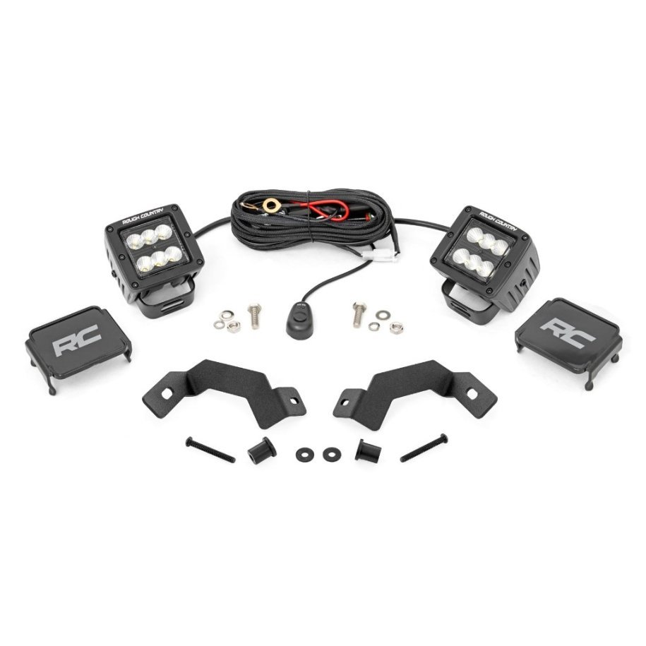 Lower windshield LED 2" kit Flood Beam Rough Country Black Series