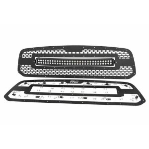 Mesh grille with 30" dual row LED light bar Black Series Rough Country