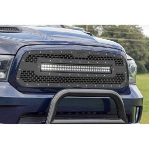 Mesh grille with 30" dual row LED light bar Black Series Rough Country