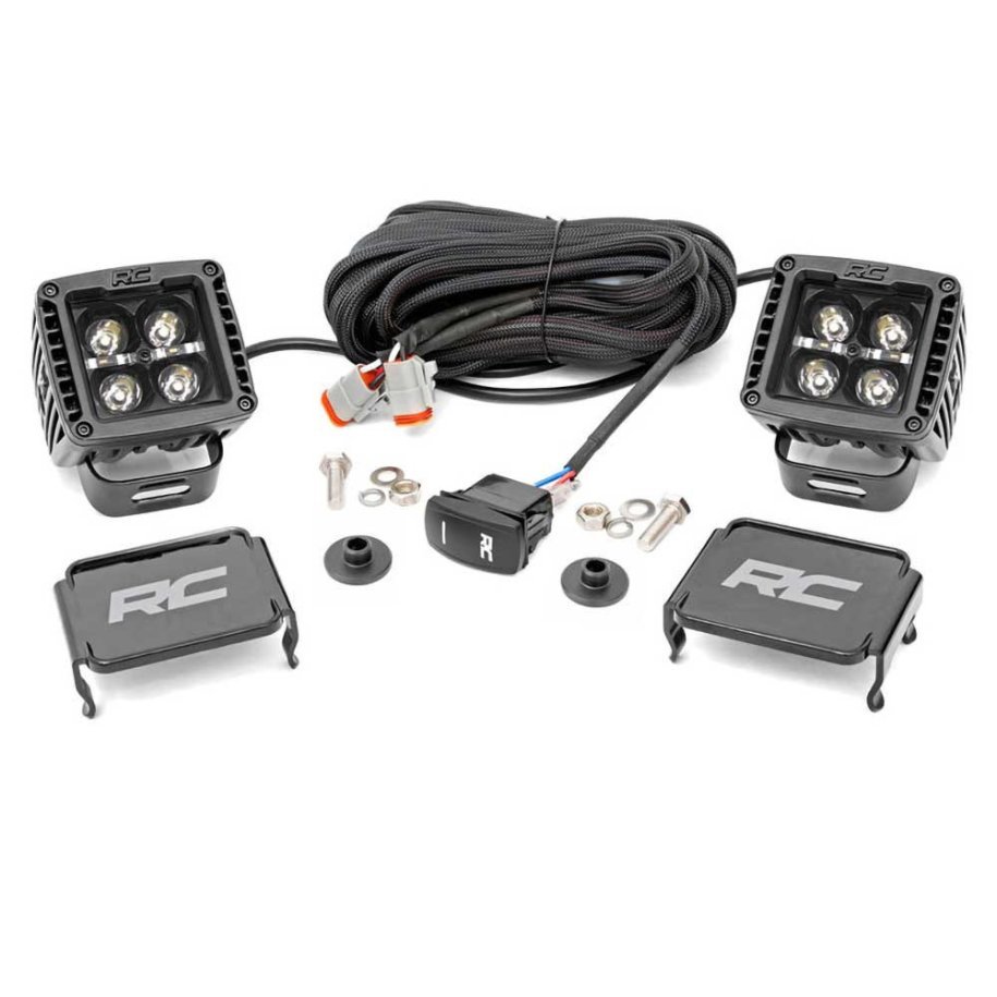 LED lights 2" square amber DRL Rough Country Black Series