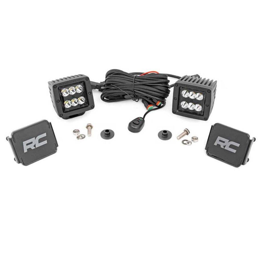 LED lights 2" square Spot Beam Rough Country Black Series