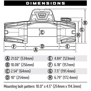Winch with steel rope 10 000 lbs Warn VR EVO 10
