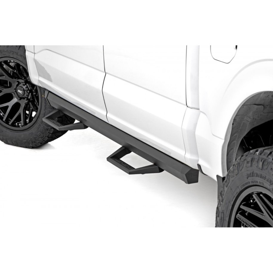 Side steps adjustable aluminum Rough Country SRL2 Double Cab